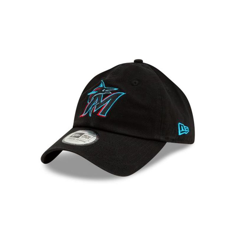 MLB Miami Marlins Casual Classic Adjustable (LBR4245) - Black New Era Caps